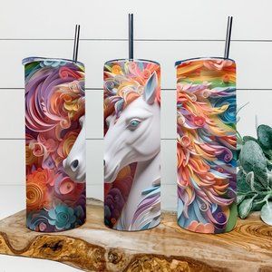 Custom 20oz 3D Beautiful Horse Tumbler!